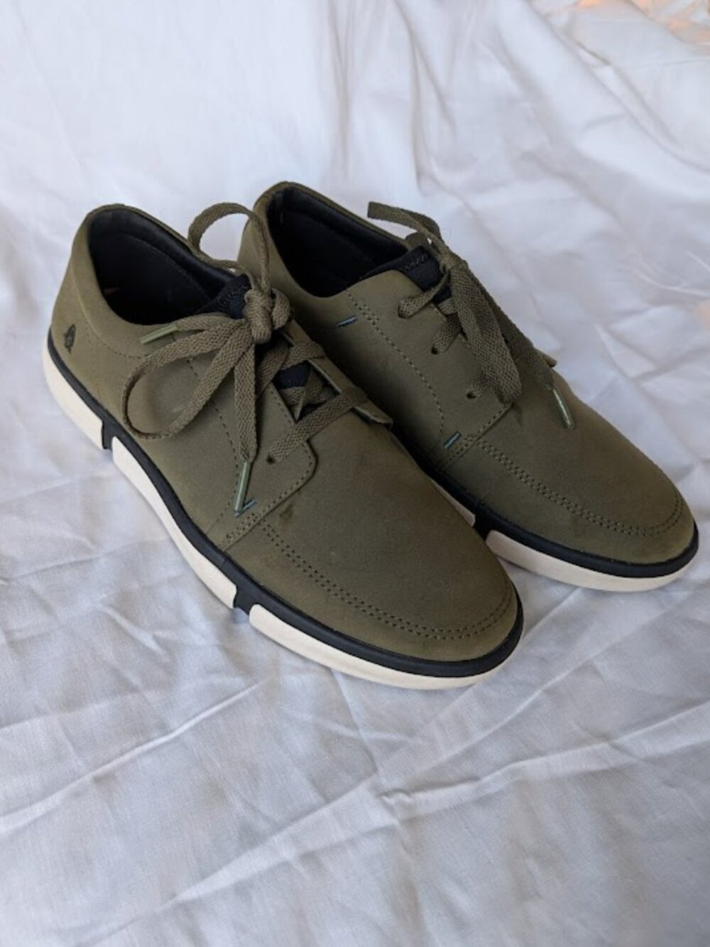 Army Green Hush Puppies Suede Sneakers